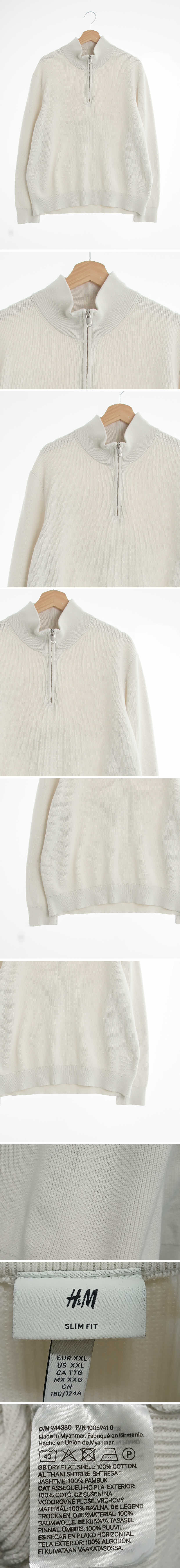 h&m 하프집업하이넥스웨터 h&m 아이보리 면 하프집업하이넥스웨터