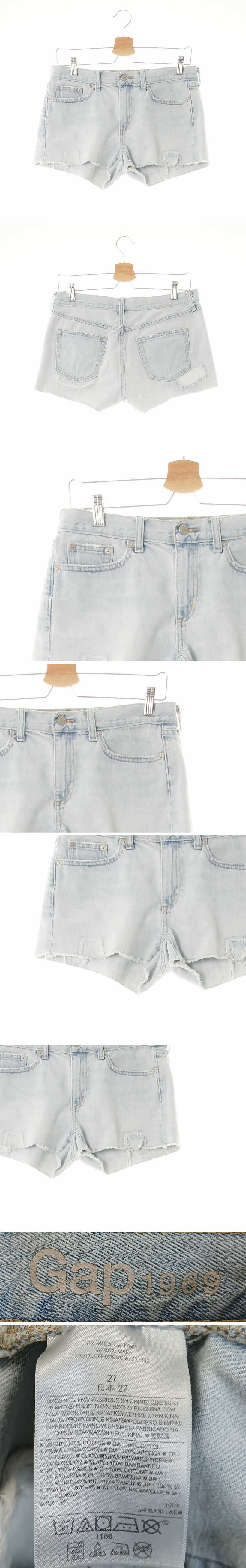 gap 커팅빈티지데미지숏진 gap 연청 데님 커팅빈티지데미지숏진