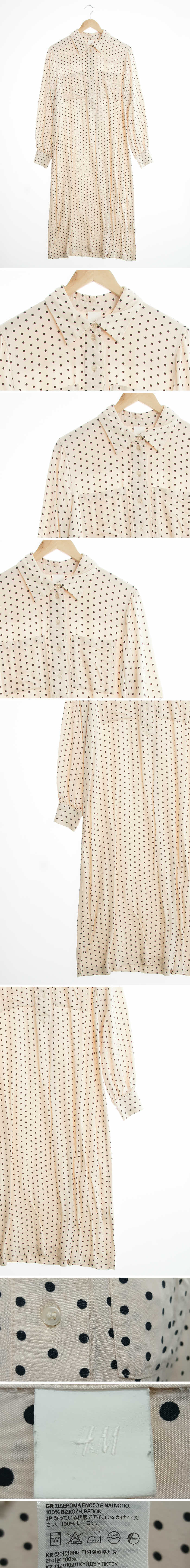 h&m 셔츠원피스 h&m 베이지 땡땡이 레이온 셔츠원피스