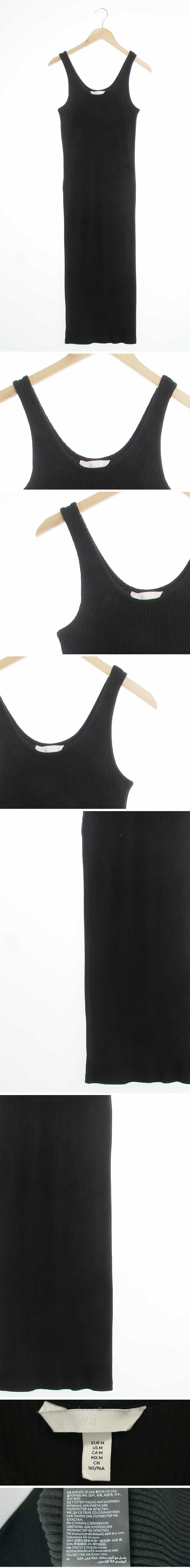 h&m 골지롱원피스 h&m 블랙 면혼방 골지롱원피스