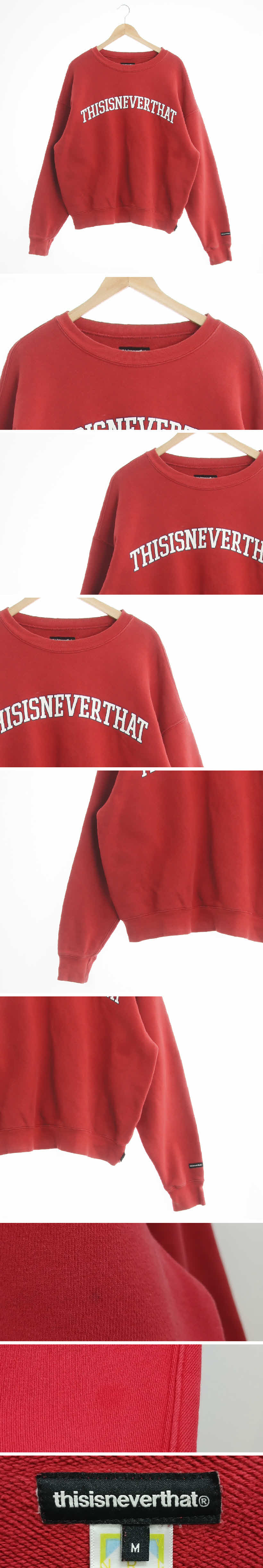 thisisneverthat 레드 면혼방 레터링오버핏맨투맨