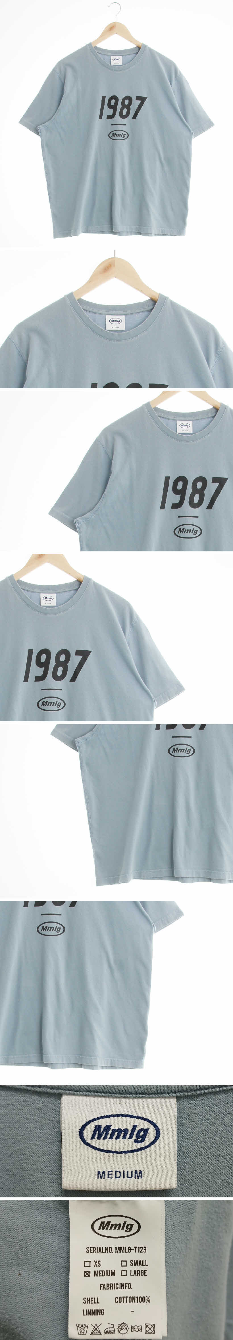 mmlg 블루 면 1987라운드반팔티셔츠