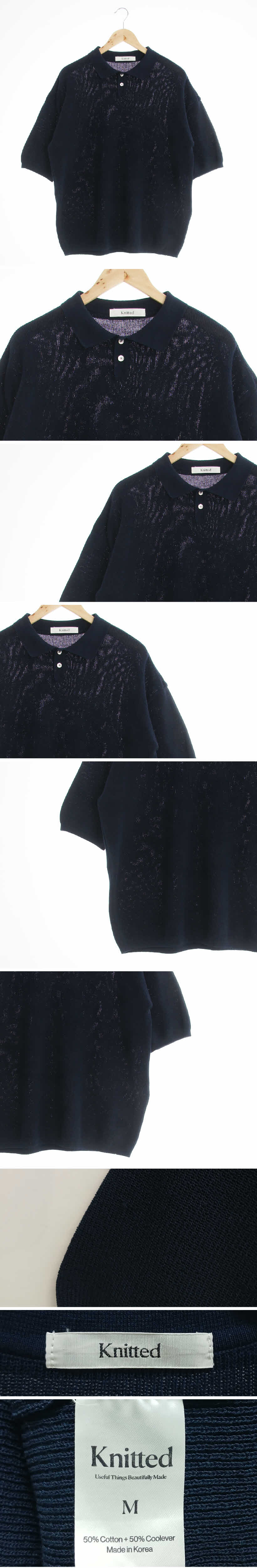 knitted 네이비 카라반팔니트