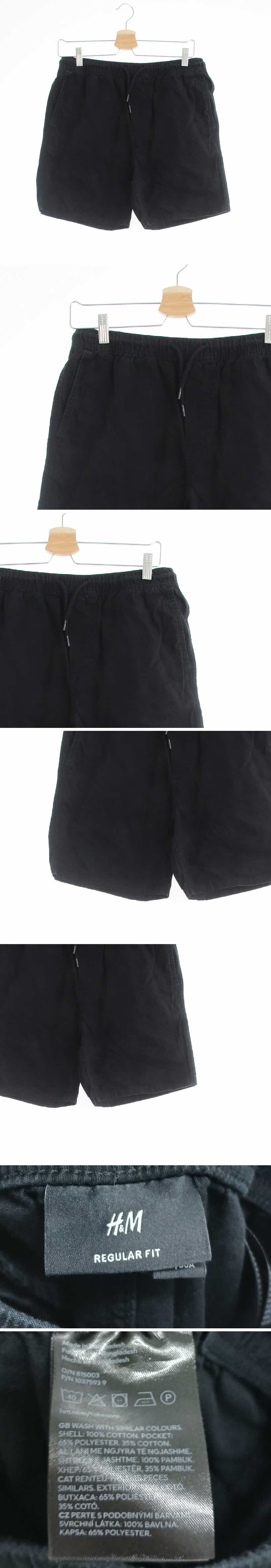 h&m 베이직밴디드반바지 h&m 블랙 면혼방 베이직밴디드반바지