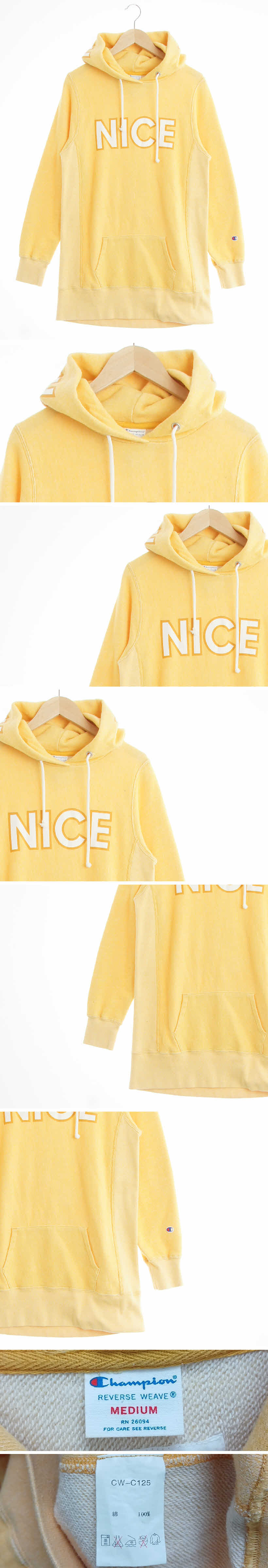 챔피언 NICE롱후드티 챔피언 옐로우 면 NICE롱후드티