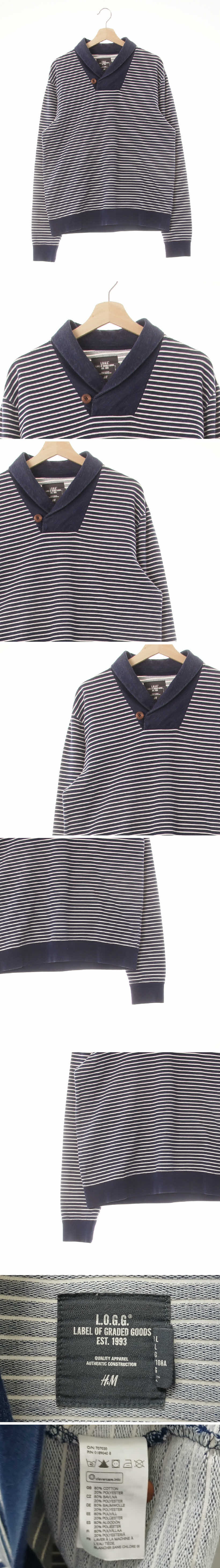 h&m 버튼숄카라루즈맨투맨 h&m 네이비 스트라이프 면혼방 버튼숄카라루즈맨투맨