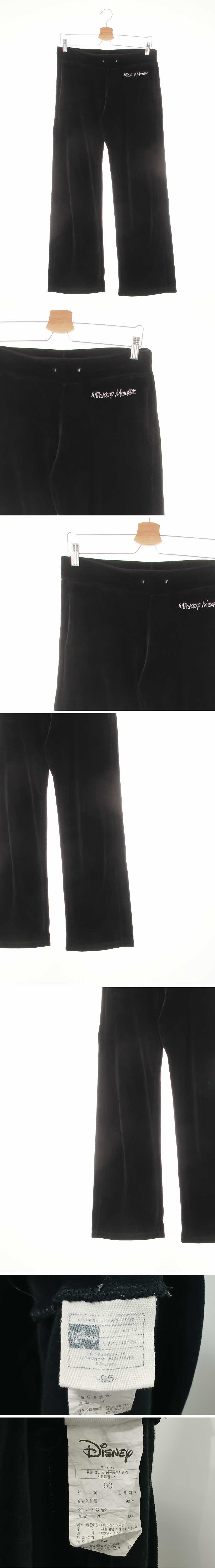 디즈니 큐빅레터링부츠컷벨로아팬츠 디즈니 블랙 면 큐빅레터링부츠컷벨로아팬츠