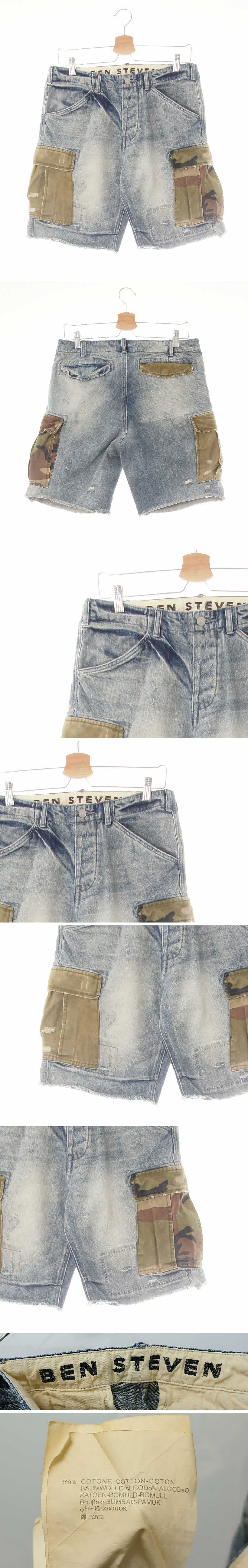 bensteven 카모포켓하프진 bensteven 중청올리브그린 데님 카모포켓하프진