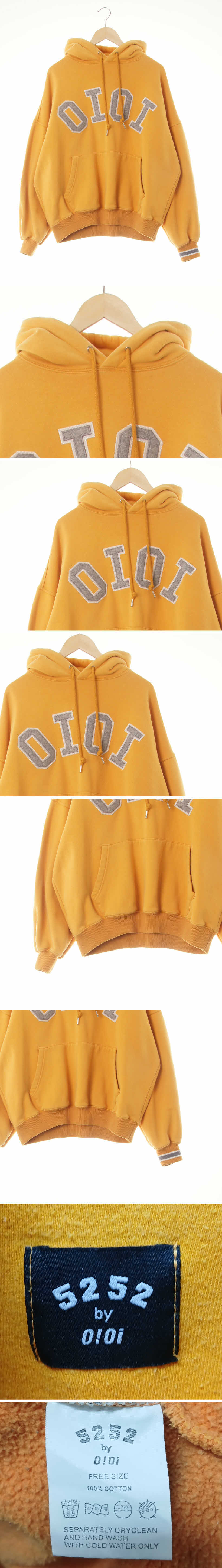 oioi 펠트빅로고웜후드티 oioi 하베스트골드 면 펠트빅로고웜후드티