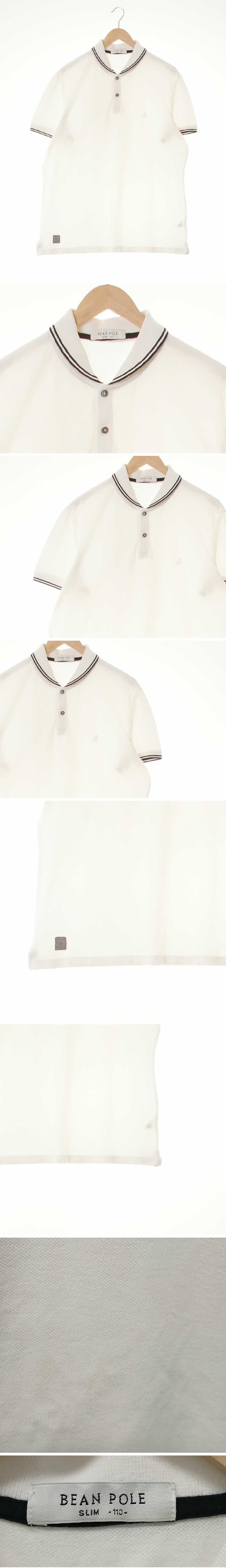 빈폴 화이트 면혼방 히든로고반팔카라티