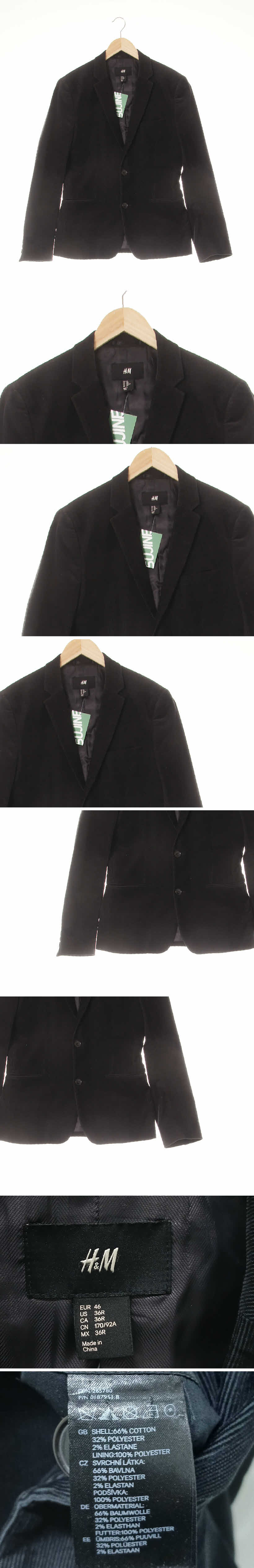 h&m 블랙 면혼방 투버튼골지블레이저