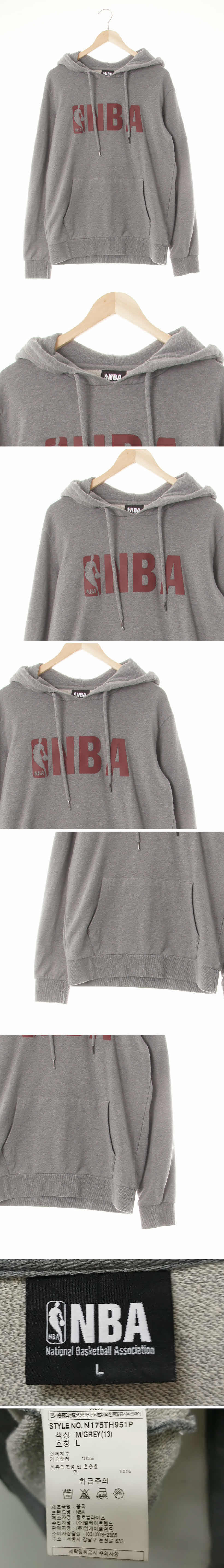 NBA 포켓빅로고후드티 NBA 멜란지그레이 면 포켓빅로고후드티
