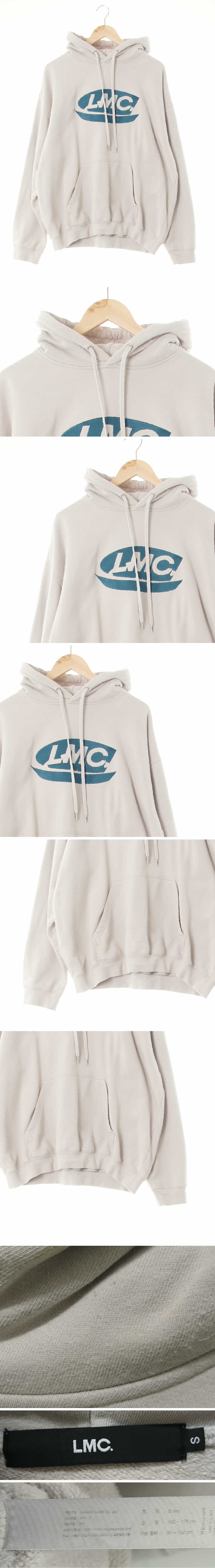 lmc 로고캥거루포켓후드티 lmc 님버스클라우드그레이 면 로고캥거루포켓후드티