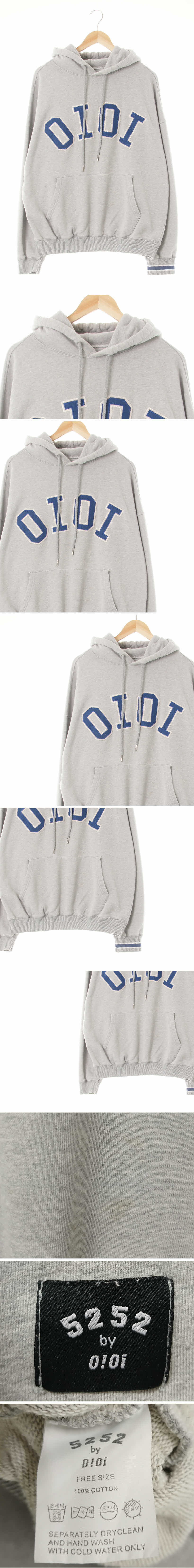 oioi 패치빅로고루즈핏후드티 oioi 그레이 면혼방 패치빅로고루즈핏후드티