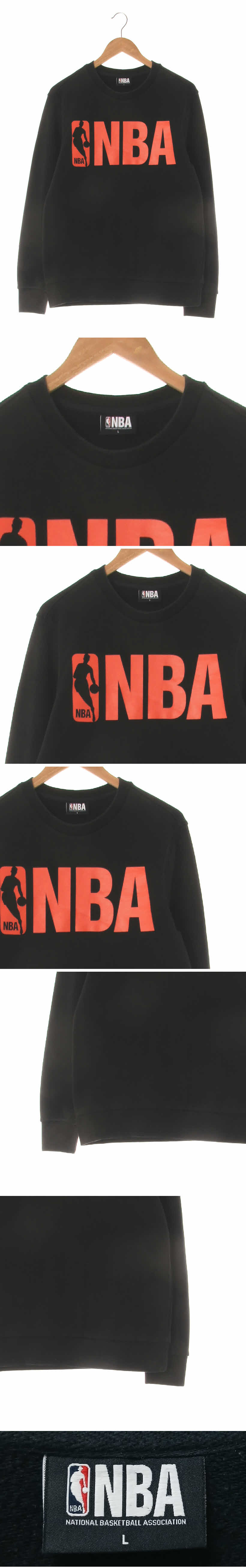 NBA 빅배색로고스웨트셔츠 NBA 블랙 프린팅 면혼방 빅배색로고스웨트셔츠