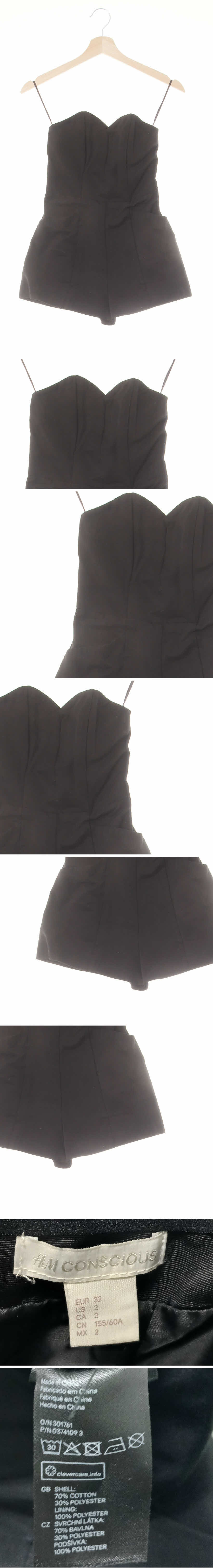 h&m 튜브탑숏점프수트 h&m 블랙 면혼방 튜브탑숏점프수트