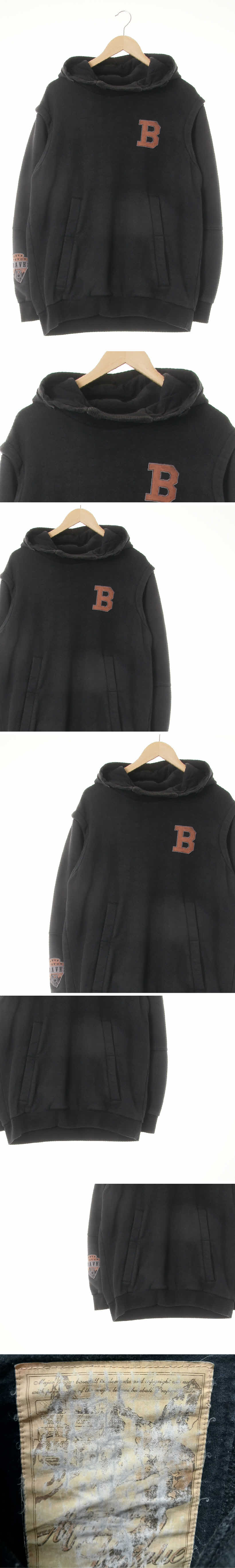 차콜 B패치레이어드후드티 차콜 면혼방 B패치레이어드후드티
