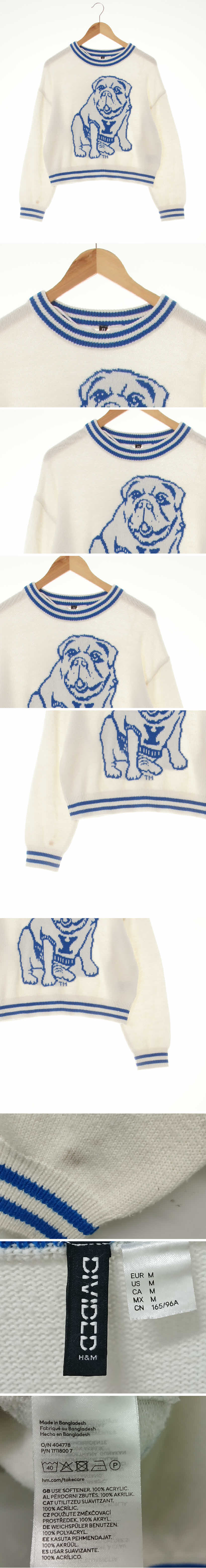 h&m 불독크롭니트 h&m 아이보리브라이트블루 불독크롭니트