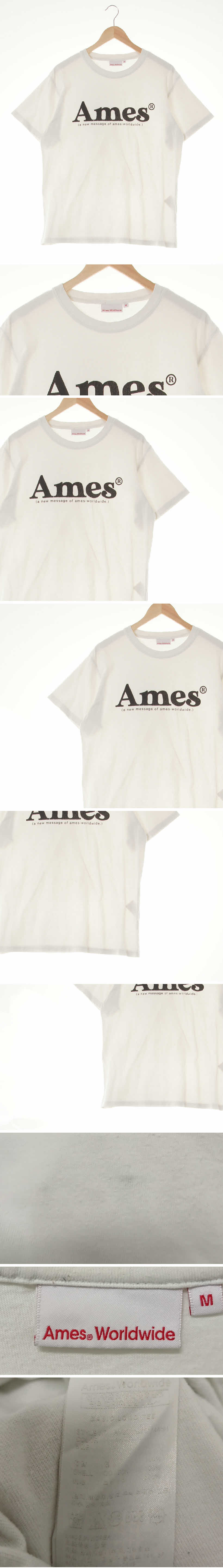ames 빅로고반팔티 ames 화이트 면 빅로고반팔티