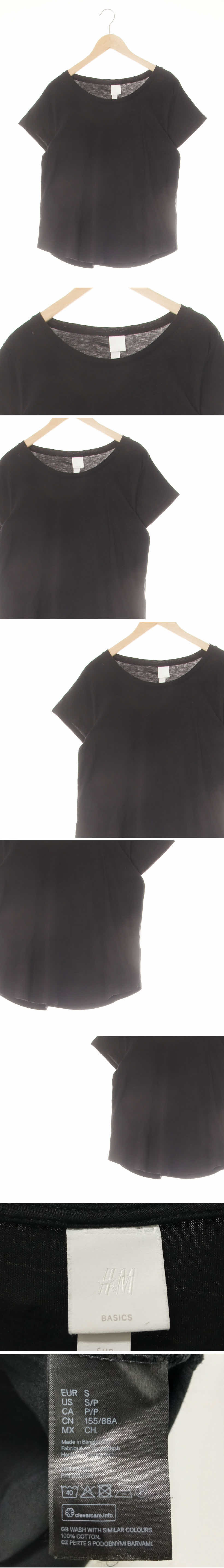 h&m 보트넥라운딩심플반팔티 h&m 블랙 면 보트넥라운딩심플반팔티