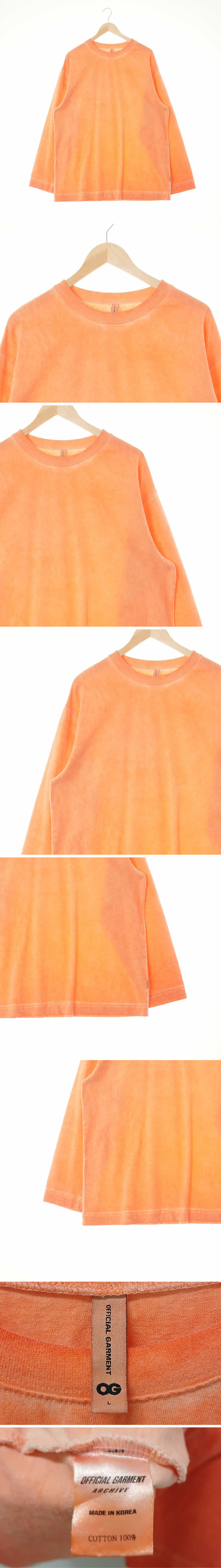 official garment 애시드워싱박시티셔츠 official garment 오렌지 면 애시드워싱박시티셔츠