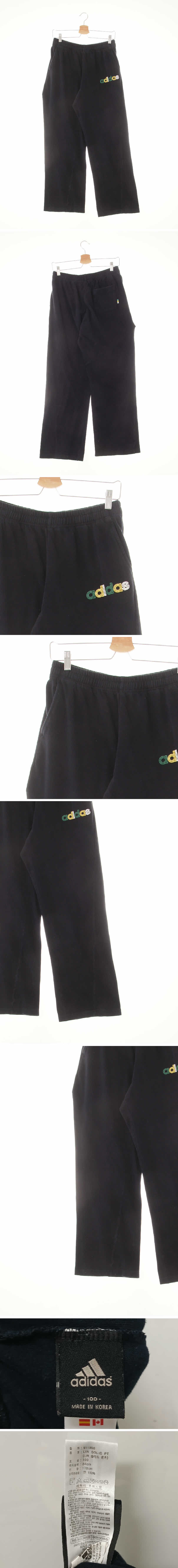 아디다스 블랙 프린팅 면 라인레터링솔리드팬츠
