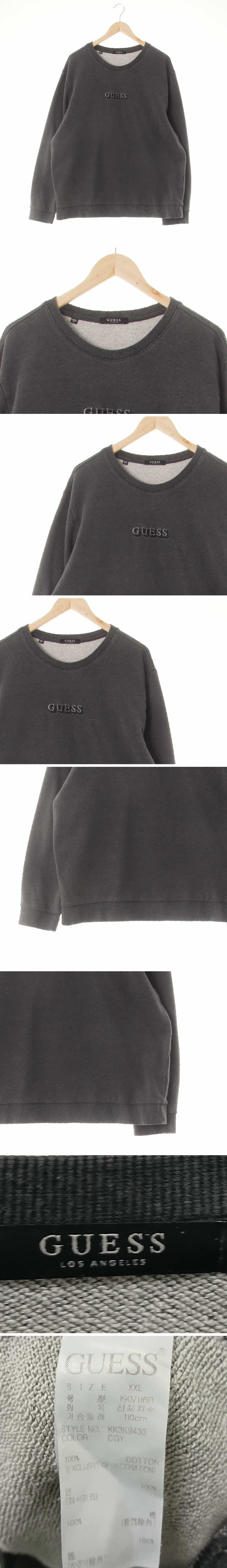 Guess 그림자더블로고맨투맨 Guess 다크차콜 면 그림자더블로고맨투맨