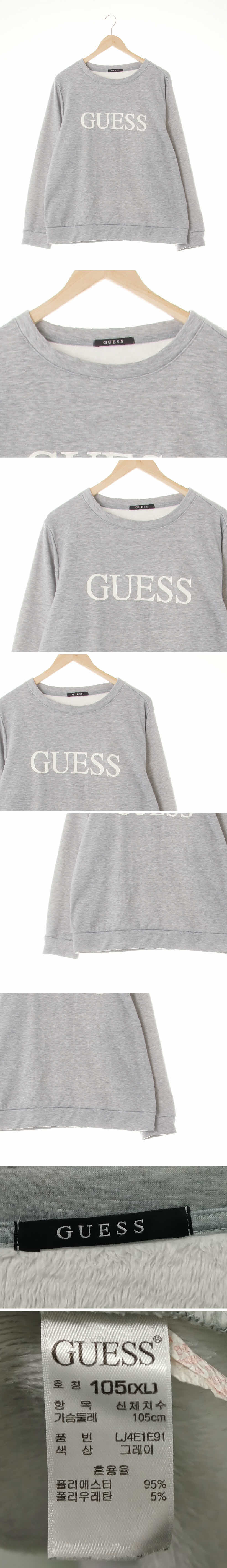 Guess 중앙빅로고웜맨투맨 Guess 멜란지그레이 프린팅 중앙빅로고웜맨투맨