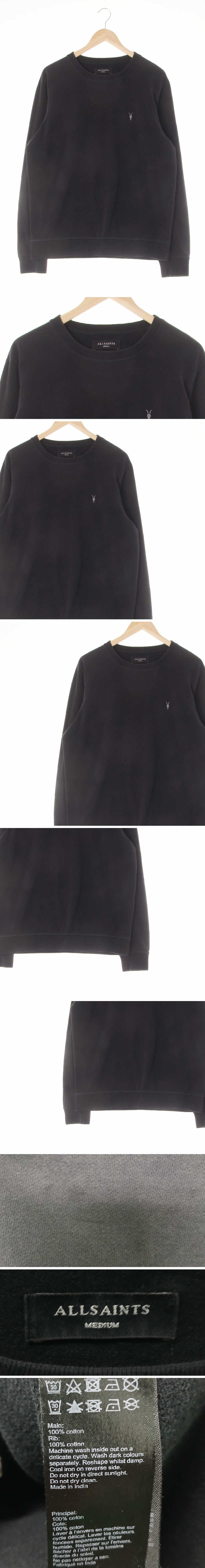 allsaints 스몰자수루즈핏맨투맨 allsaints 더스티블랙 면 스몰자수루즈핏맨투맨