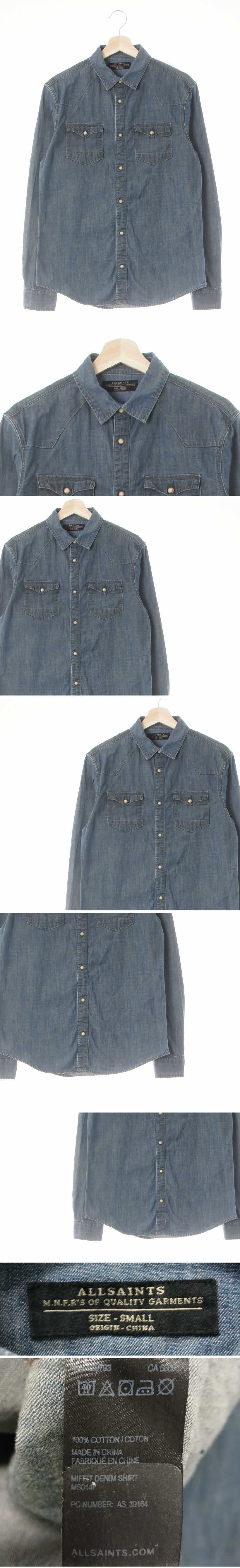 allsaints 똑딱이포켓청남방 allsaints 애쉬데님블루 데님 똑딱이포켓청남방