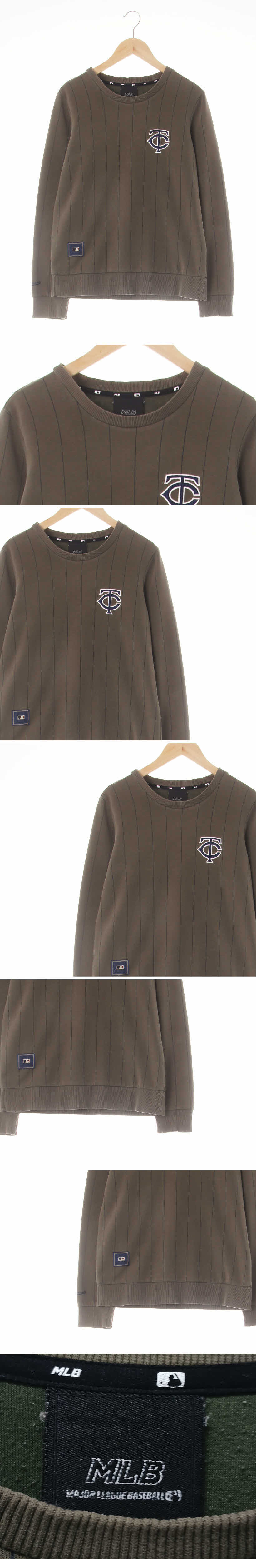 MLB 카키 면혼방 TC패치맨투맨