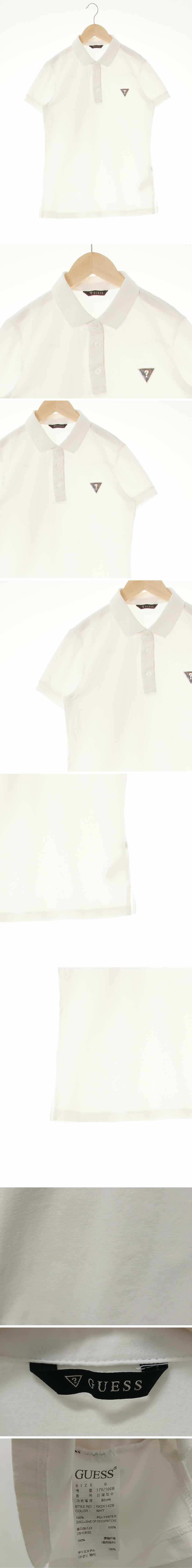 게스 프리즘로고반팔카라티 게스 화이트 프리즘로고반팔카라티