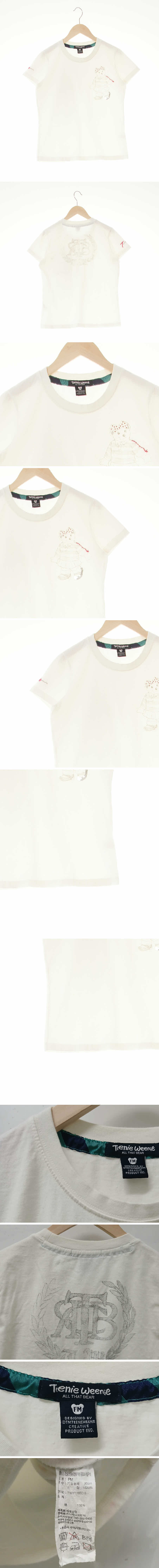 티니위니 비즈테디라운드반팔티 티니위니 아이보리 그래픽 면 비즈테디라운드반팔티