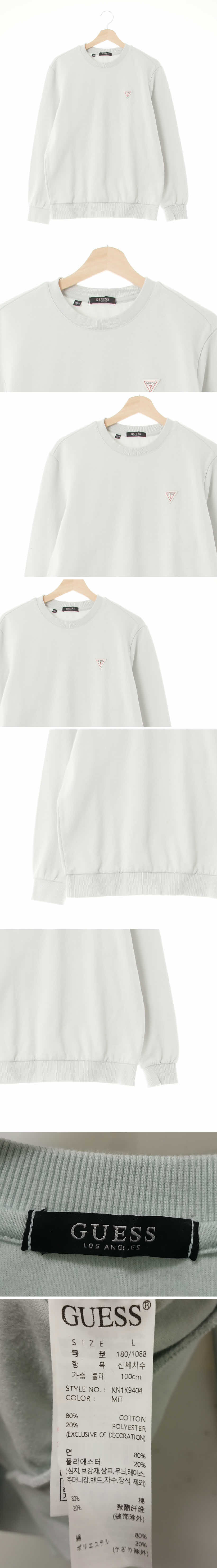 Guess 미니로고패치스웨트셔츠 Guess 페일아쿠아민트 면혼방 미니로고패치스웨트셔츠
