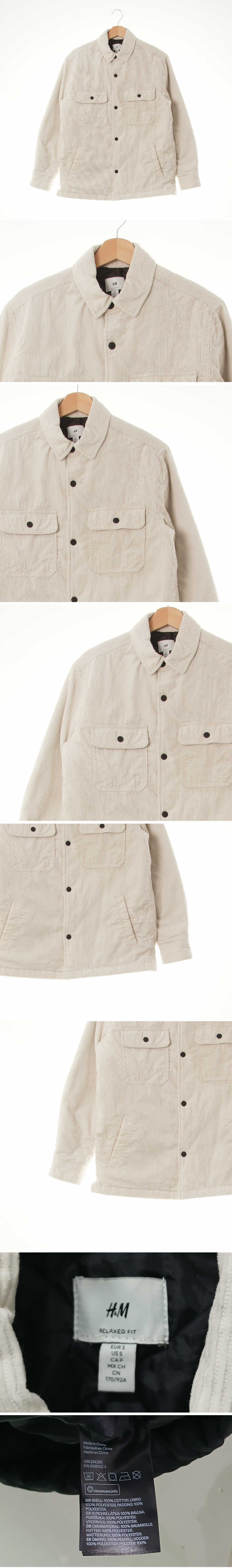 h&m 리브드패딩재킷 h&m 라이트베이지 리브드패딩재킷