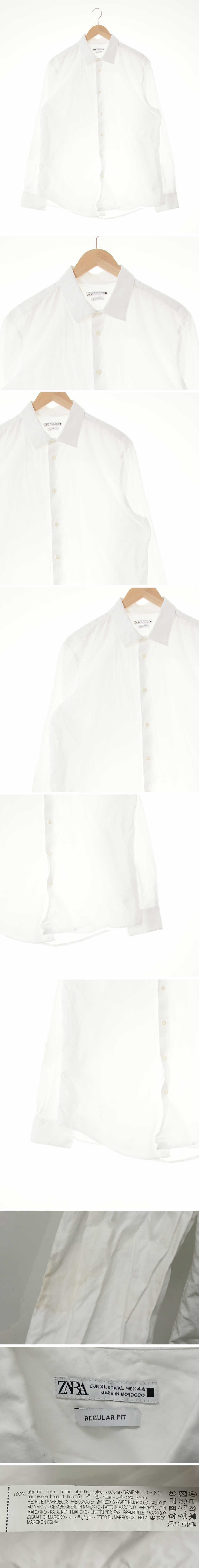 자라 루즈긴소매셔츠 자라 화이트 면 루즈긴소매셔츠