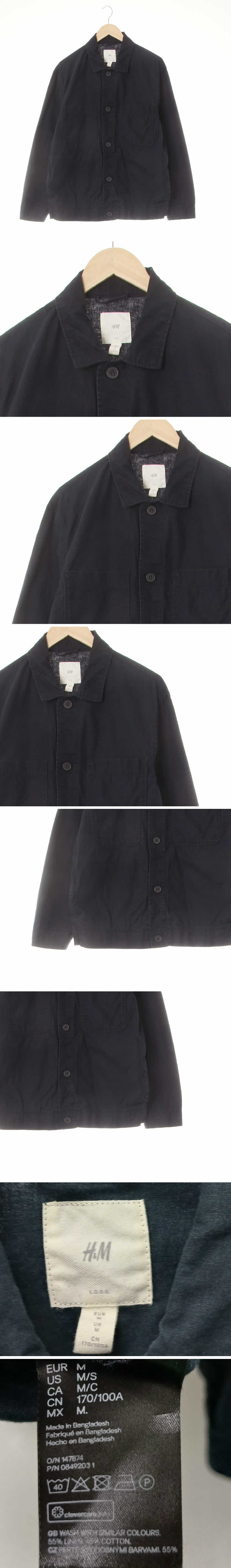 h&m 더블빅포켓워커자켓 h&m 네이비 린넨혼방 더블빅포켓워커자켓