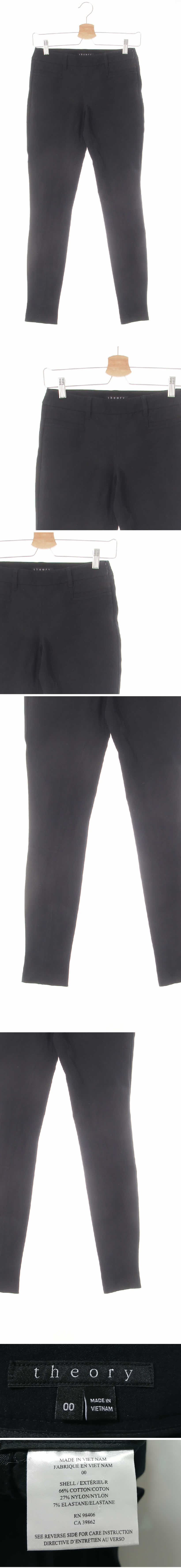 띠어리 블랙 면혼방 스키니사이드지퍼팬츠