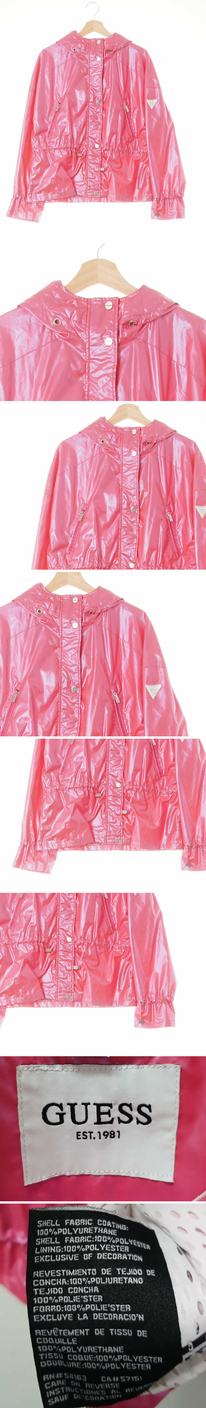 Guess 하이글로시방풍자켓 Guess 푸시아핑크 하이글로시방풍자켓