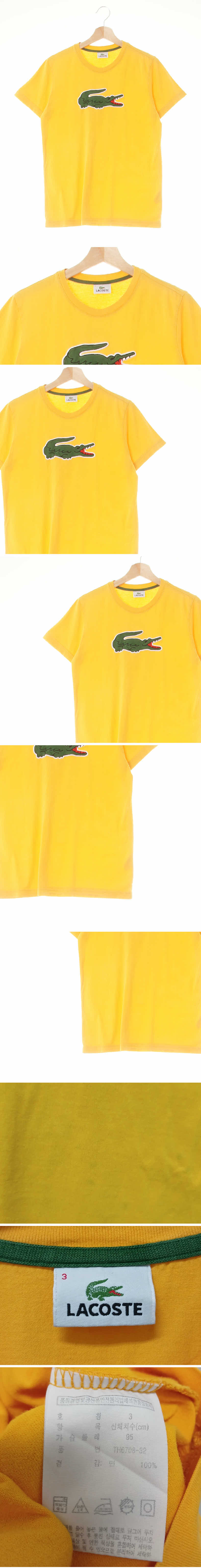 라코스테 빅패치루즈핏반팔티 라코스테 옐로우 면 빅패치루즈핏반팔티