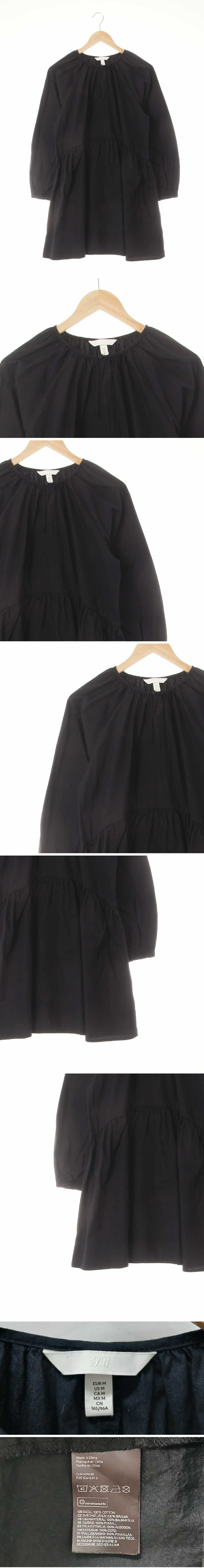 h&m 셔링티어드레글런원피스 h&m 블랙 면 셔링티어드레글런원피스