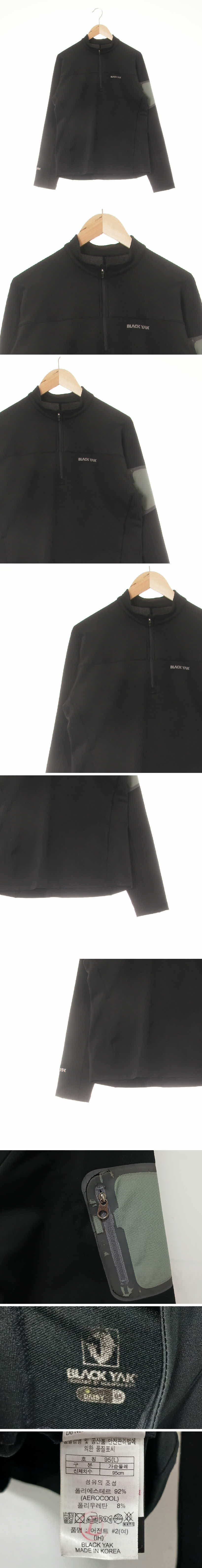 블랙야크 블랙 프린팅 절개반집업스포츠티셔츠