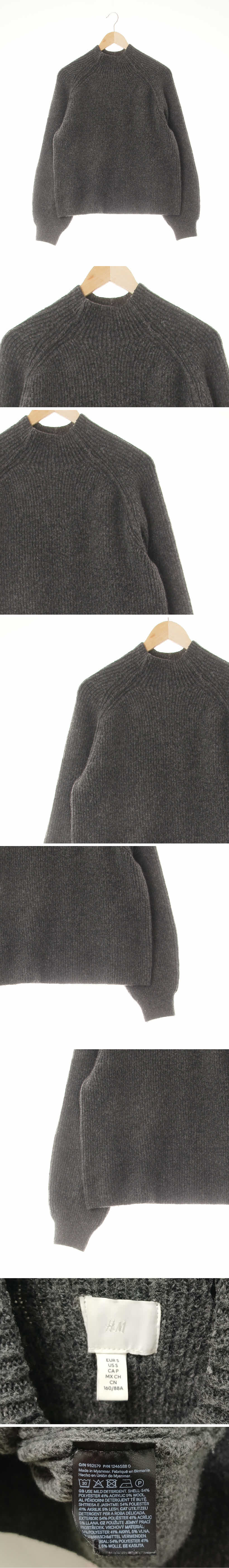h&m 모크넥골지보카시스웨터 h&m 다크그레이 울혼방 모크넥골지보카시스웨터