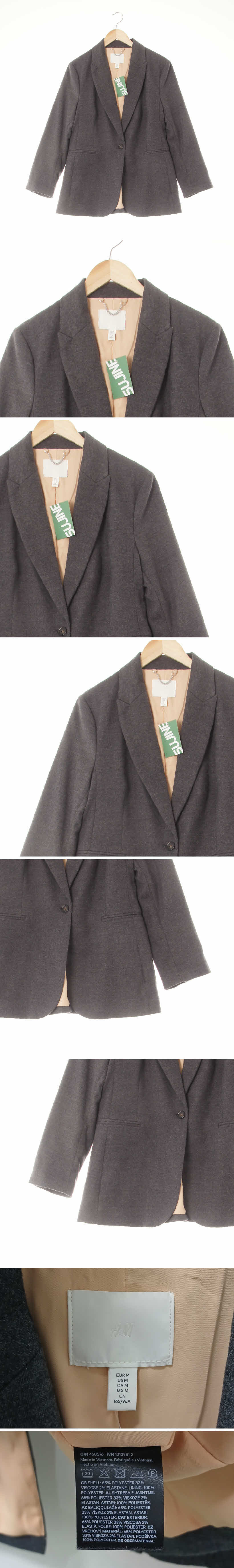 h&m 피크드라펠원버튼배색블레이저 h&m 다크그레이 피크드라펠원버튼배색블레이저