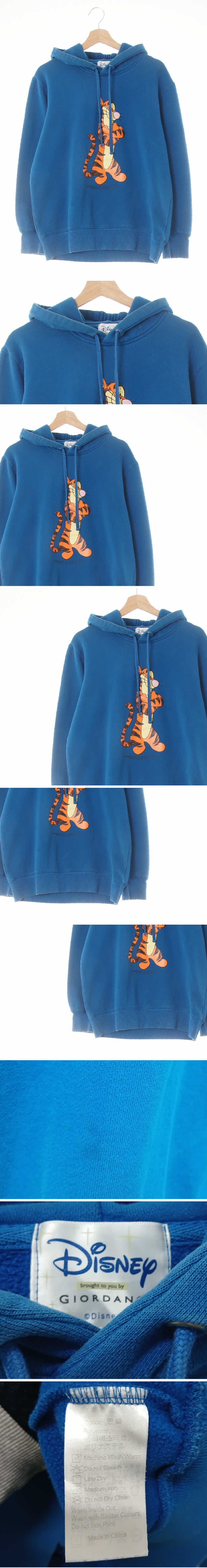 디즈니지오다노 블루 면 티거루즈핏후드티