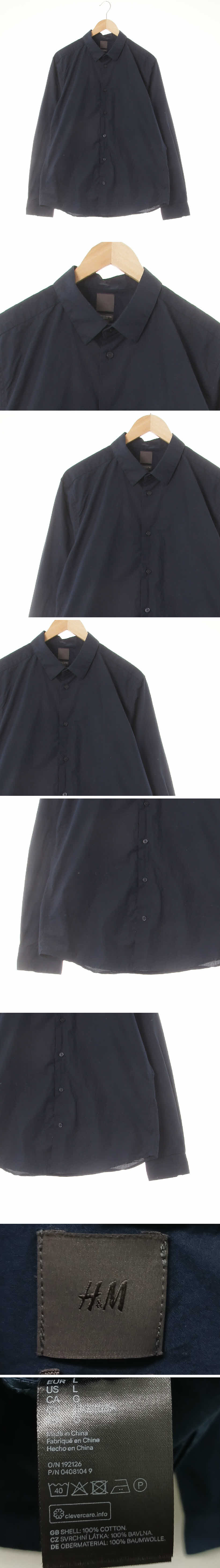 h&m 네이비 면 베이직셔츠