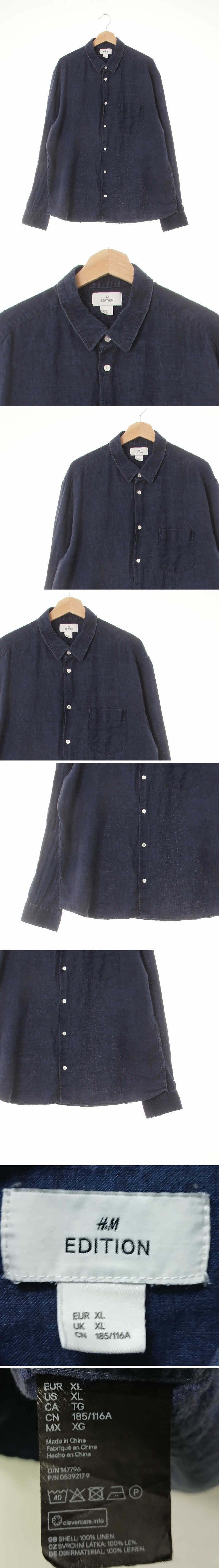 h&m 쿨포켓셔츠 h&m 네이비 린넨 쿨포켓셔츠