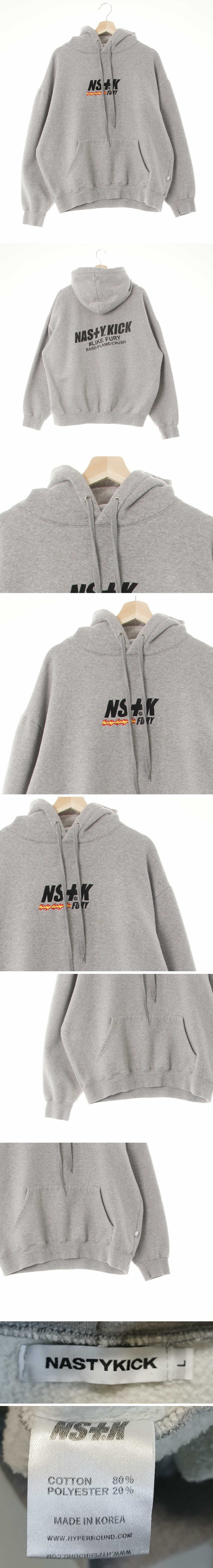 nastykick 중앙퓨리로고후드티 nastykick 멜란지그레이 면혼방 중앙퓨리로고후드티