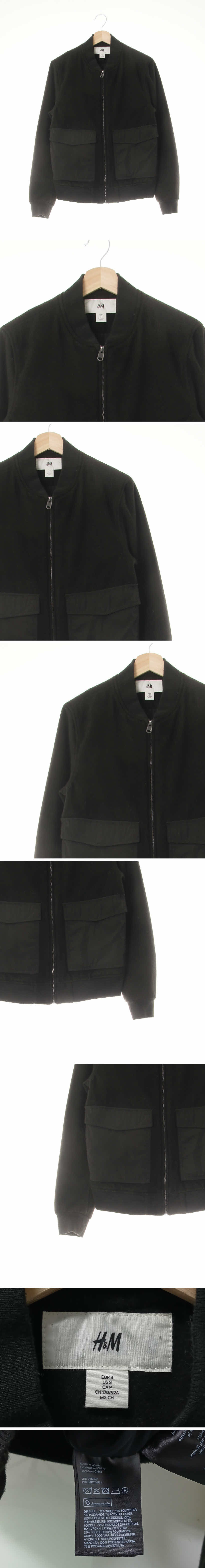 h&m 빅포켓모직점퍼 h&m 다크그린 울혼방 빅포켓모직점퍼