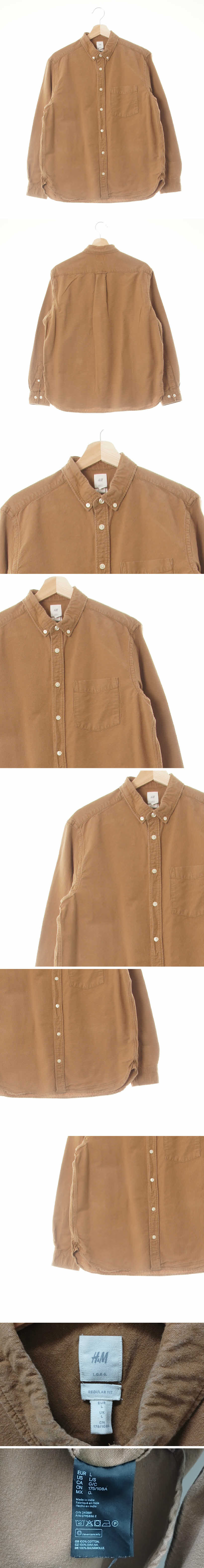 h&m 박스플리츠원포켓셔츠 h&m 카멜 면 박스플리츠원포켓셔츠